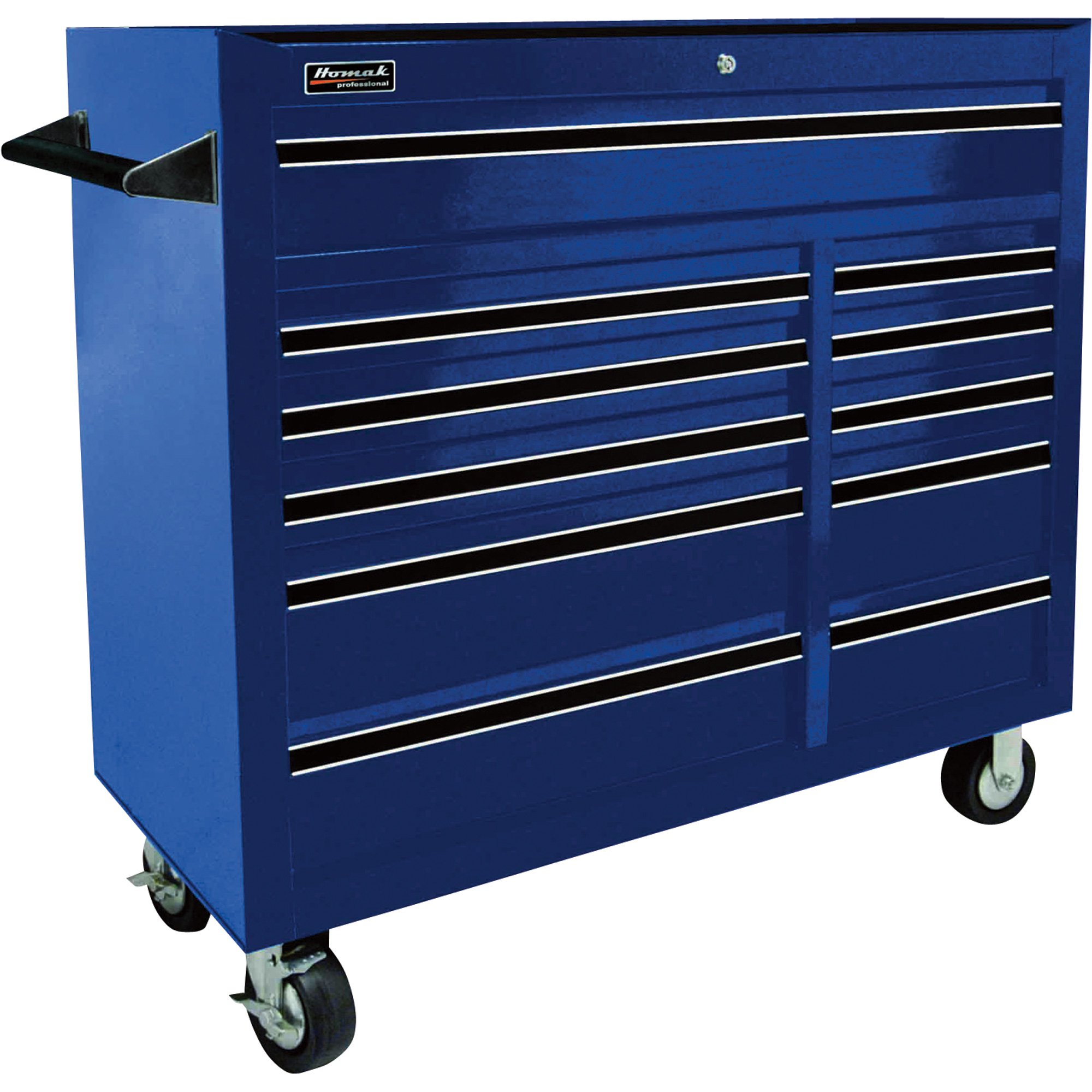 Homak Pro Series 41in. 11-Drawer Rolling Tool Cabinet — Blue, 42in.W x 18 1/8in.D x 38 3/4in.H, Model# BL04011410
